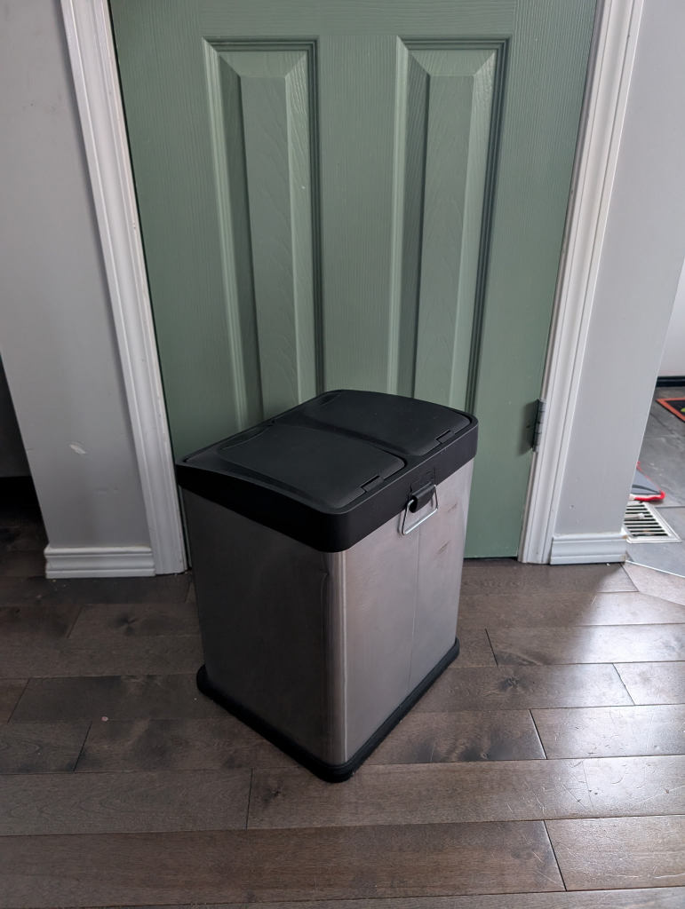 Stainless Steel Dual Compartment Trash Can - photo 2