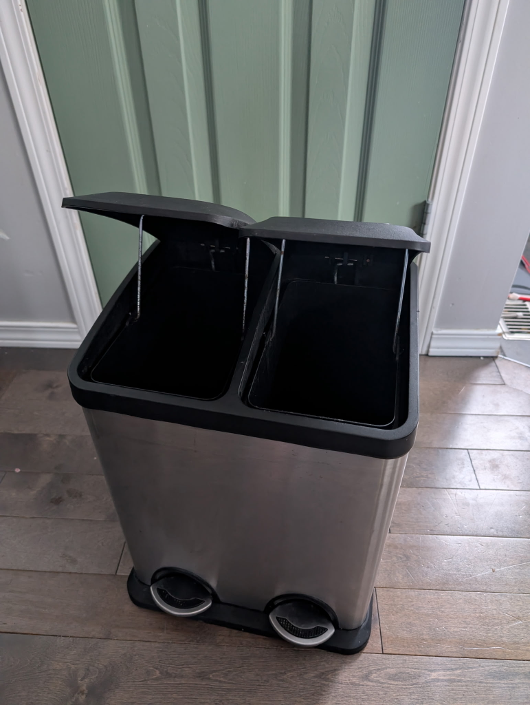 Stainless Steel Dual Compartment Trash Can - photo 3