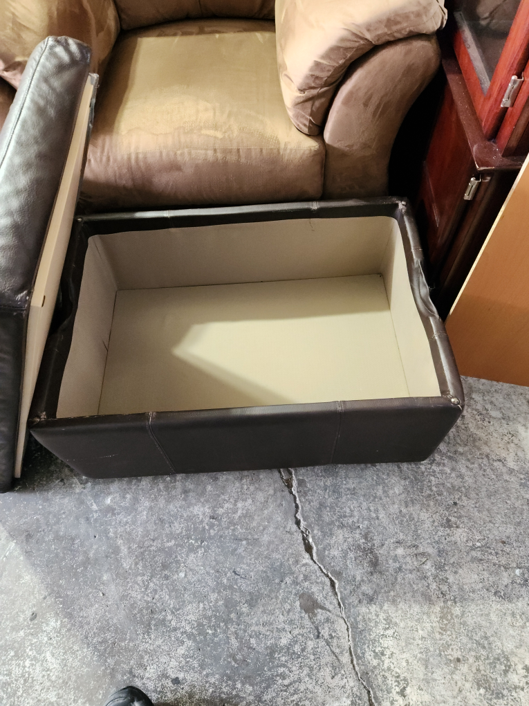 Brown Leather Storage Ottoman - photo 4