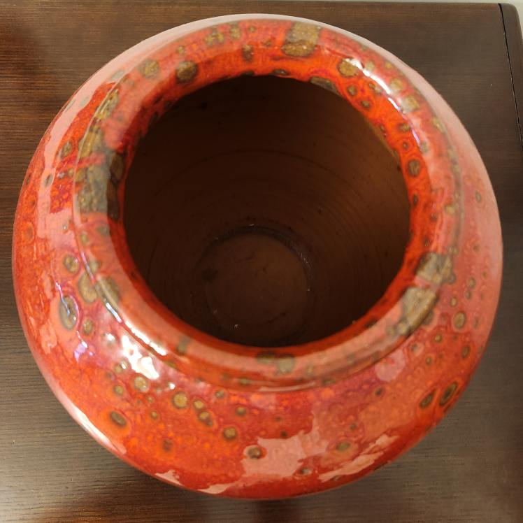 Large Red Studio Art Glazed Pottery Vase - photo 2