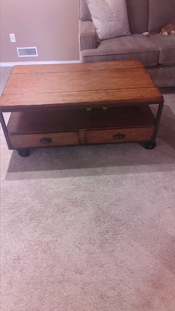 Industrial Style Coffee Table with Two Drawers