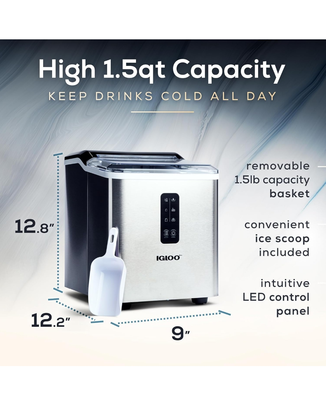 IGLOO Automatic Countertop Ice Maker - Stainless Steel - photo 2