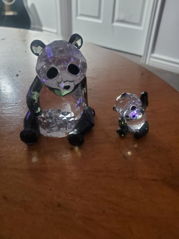 Swarovski Crystal Panda Figurines - Parent & Child