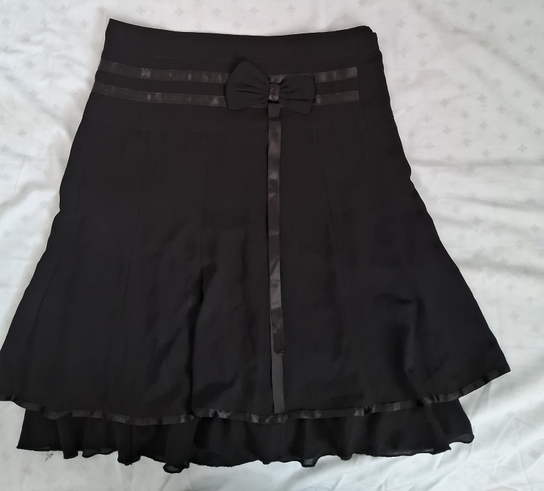 Black A-line Skirt with Bow Detail