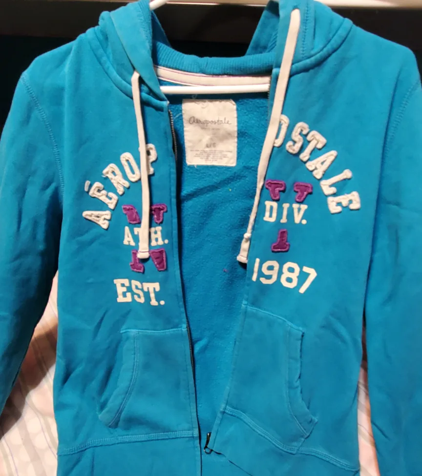 Aeropostale Zip-Up Hoodie - Red and Blue image indicator(4)