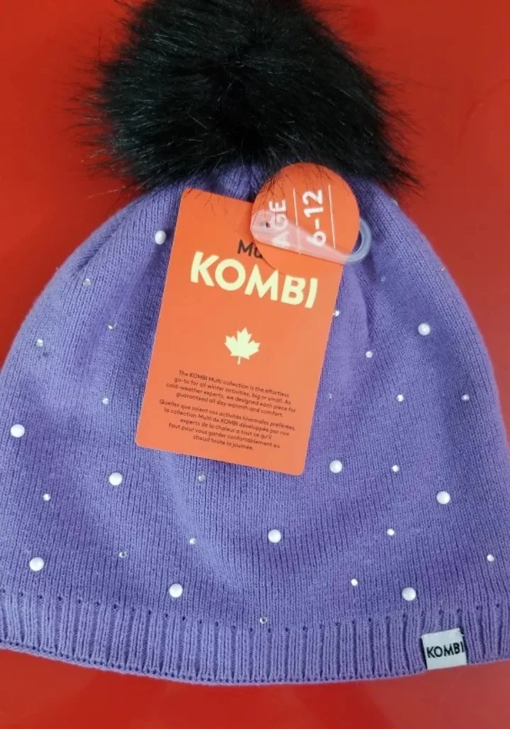 Girls' Kombi Carter's Purple Knit Beanie with Pom Pom image indicator(3)