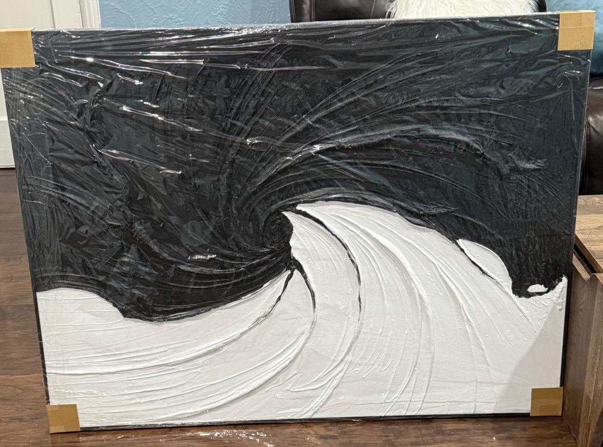 Large Black and White Abstract Canvas Wall Art
