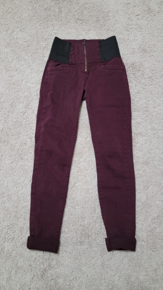 Burgundy High-Waisted Skinny Jeans - photo 3