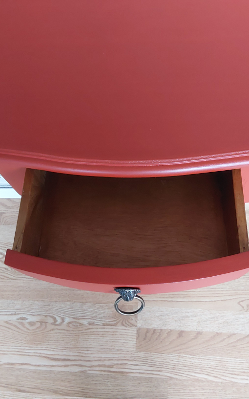 Red Painted Accent Table with Drawer - photo 3