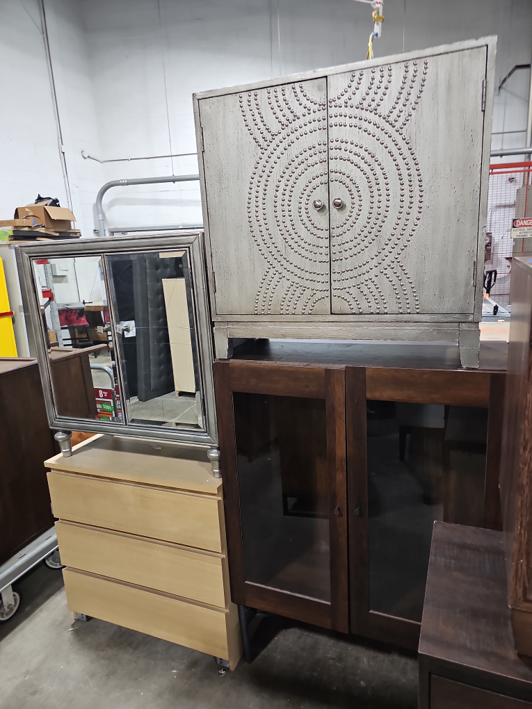 Silver Metal Inlaid Cabinet #freecycle
