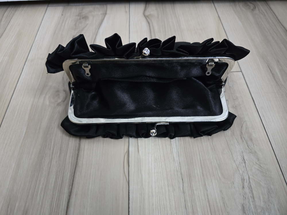 Black Satin Clutch Evening Bag - photo 2