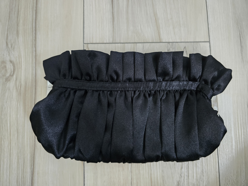 Black Satin Clutch Evening Bag - photo 3