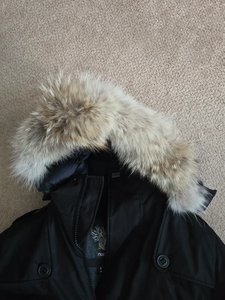 Nobis Cartel  Men's Black Bomber with Fur Hood - Size Large image indicator(2)