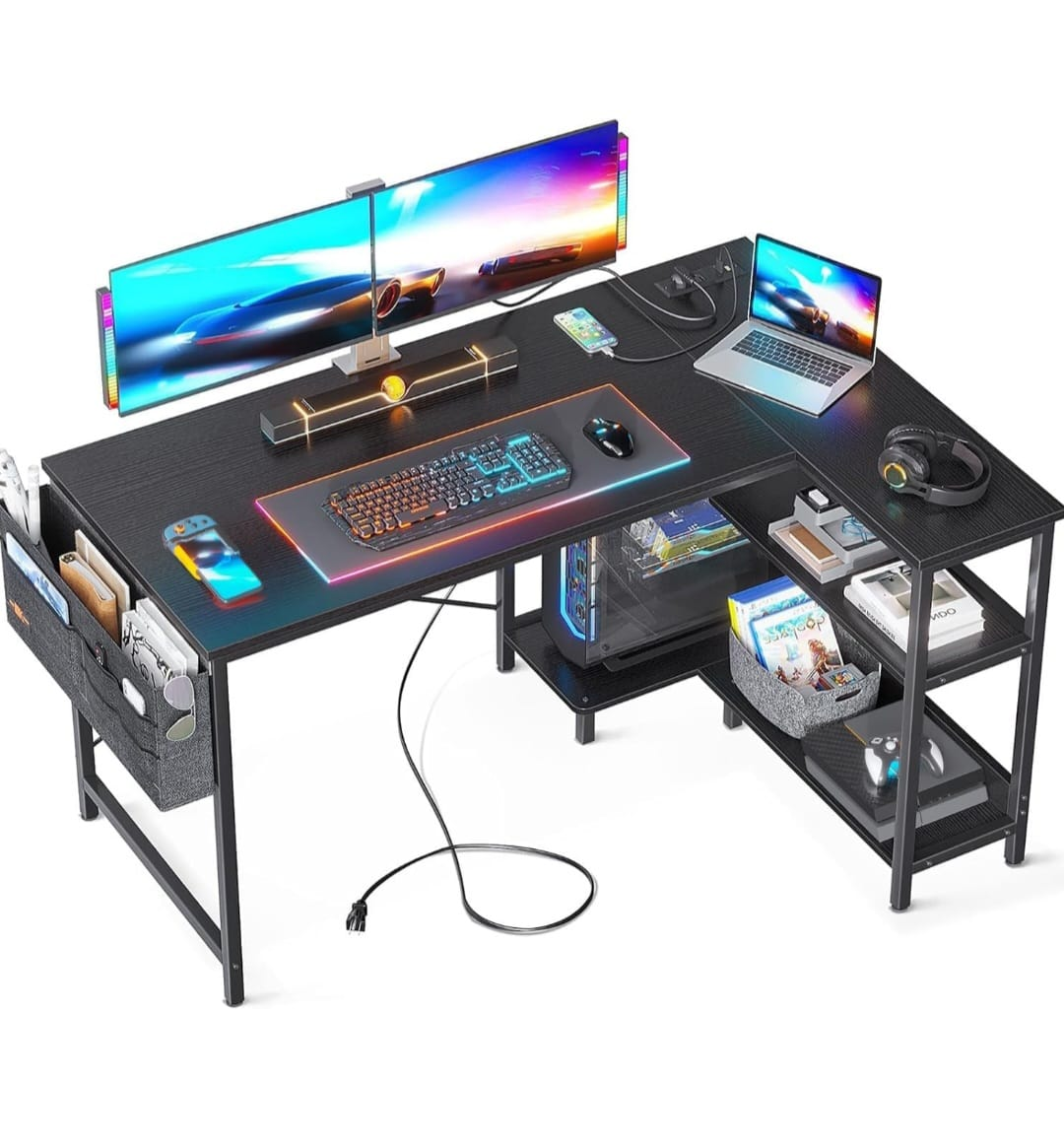 ODK L-48 inch Shaped Computer Desk with Storage