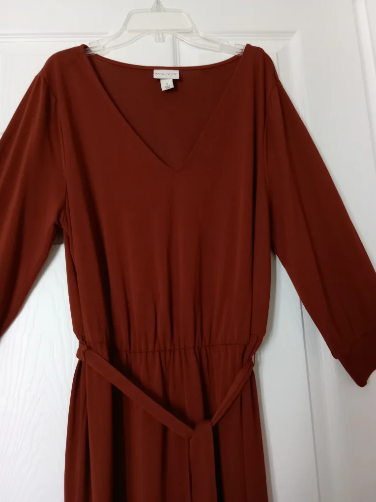 Ava & Viv Rust-Colored Midi Dress, Size X🧡 image indicator(2)