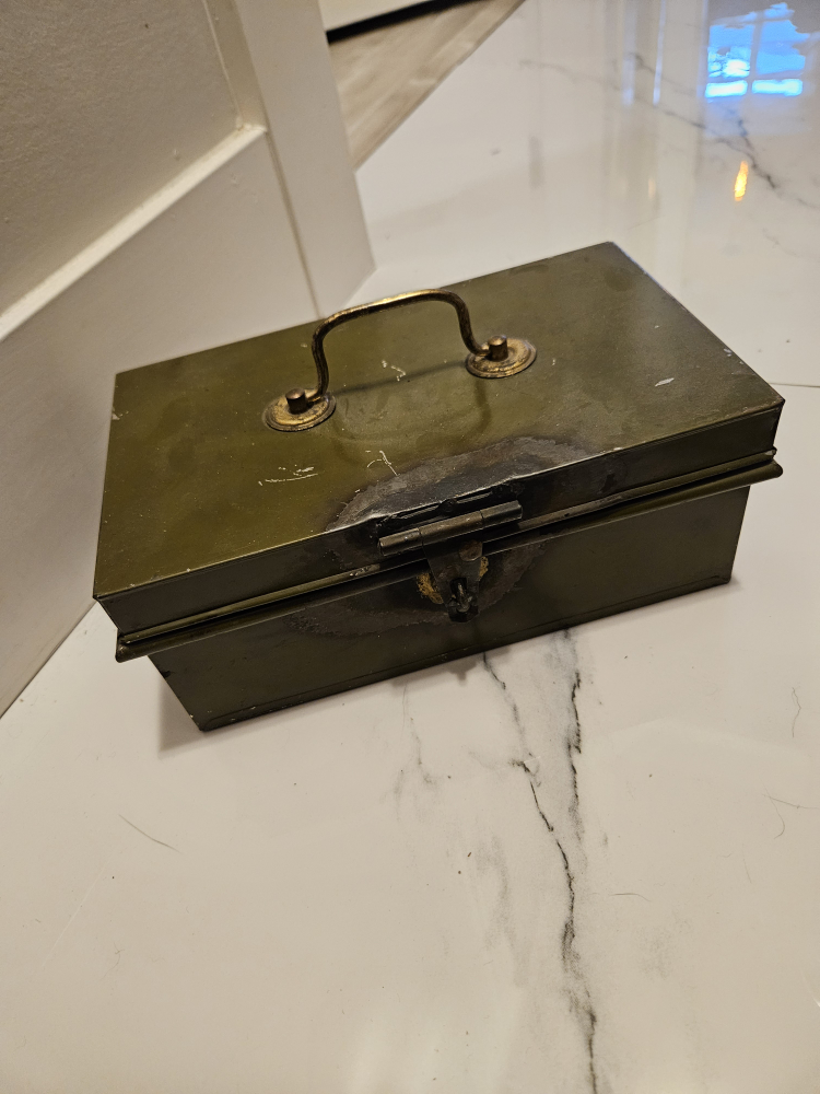 Vintage Metal Cash Box with Tray