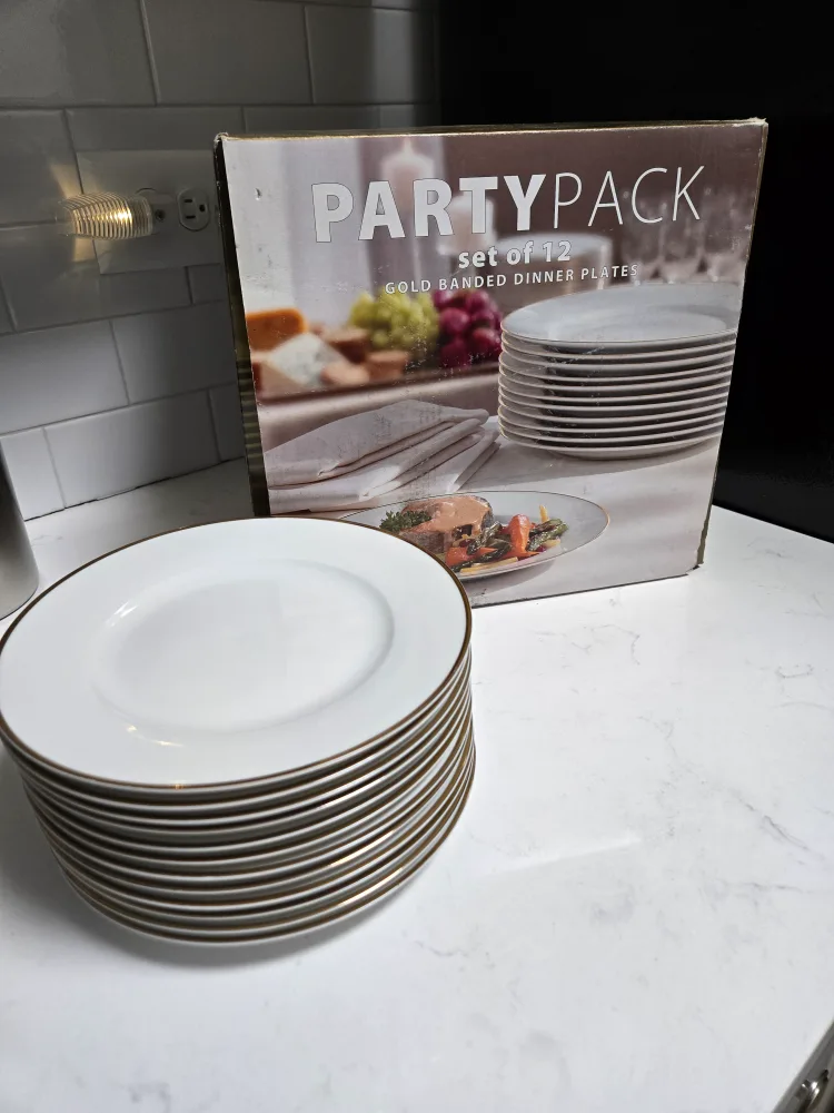 24pc PartyPack Gold Banded Plate Set thumbnail