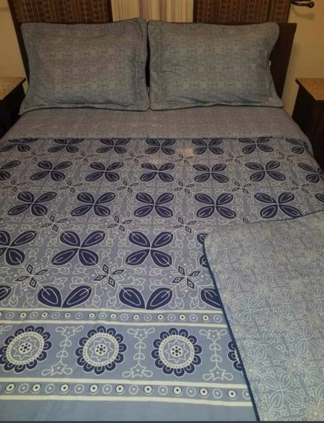 Queen Size Blue Floral Duvet Cover Set