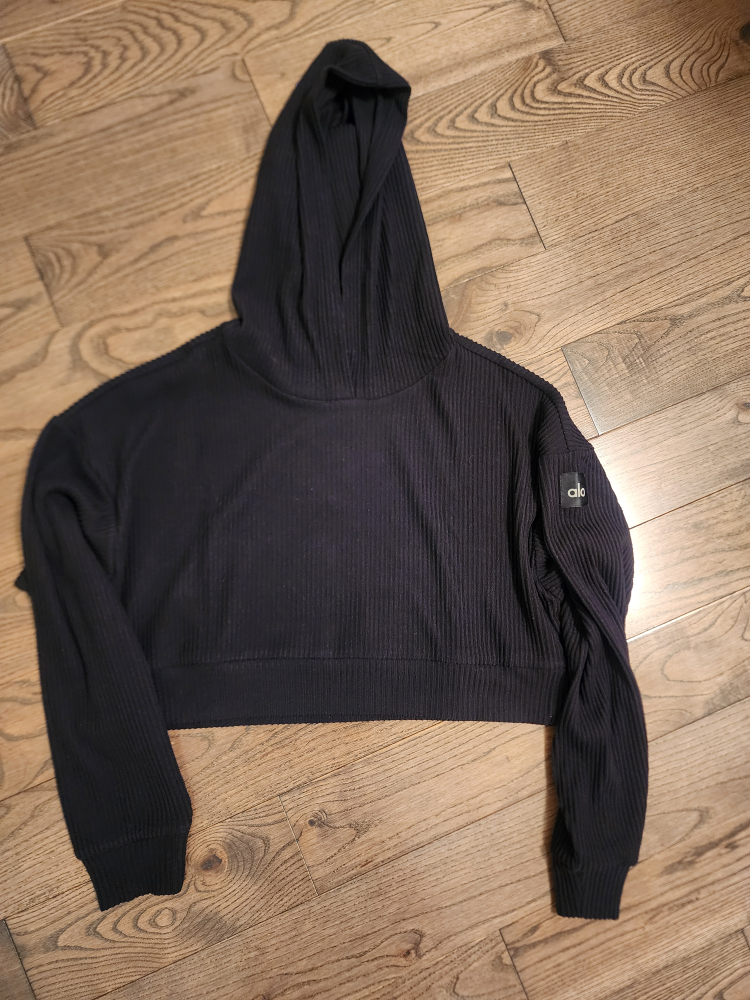 Alo Yoga Muse Ribbed Hoodie - Black - Size Small