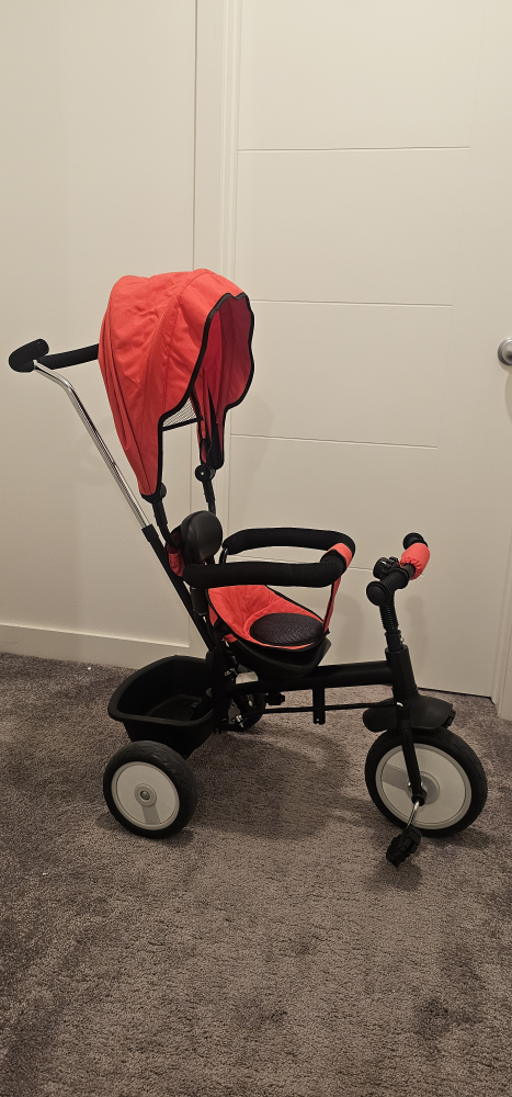 Kids' Red and Black Tricycle with Canopy