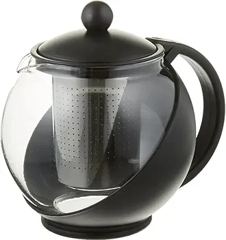 Black and Clear Glass Teapot with Infuser image indicator(3)
