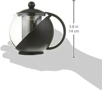 Black and Clear Glass Teapot with Infuser image indicator(5)