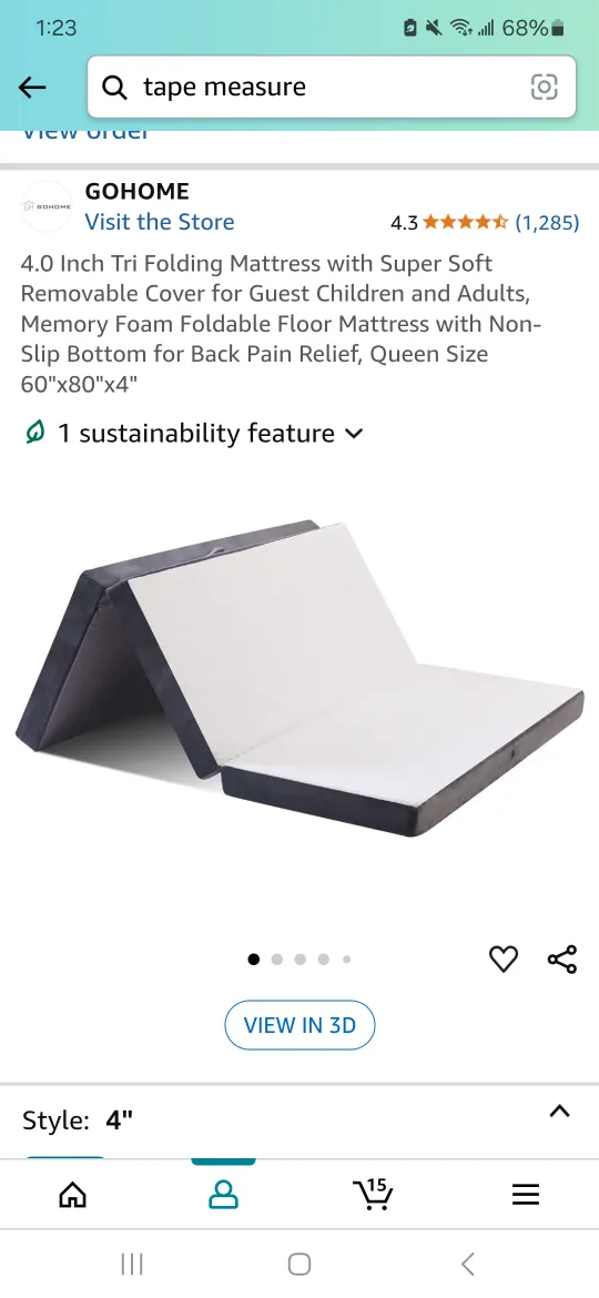 Queen Tri-Fold Mattress Topper - 4 Inch Memory Foam thumbnail