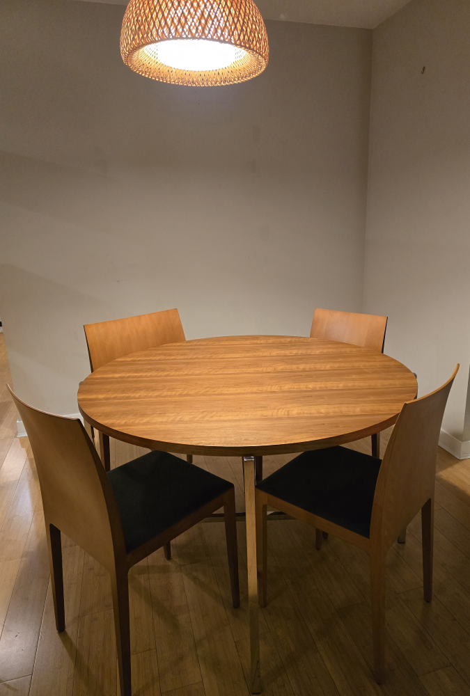 Round Wood Dining Table with Four Chairs - photo 2