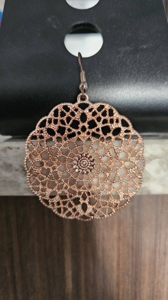 Rose Gold Filigree Earrings