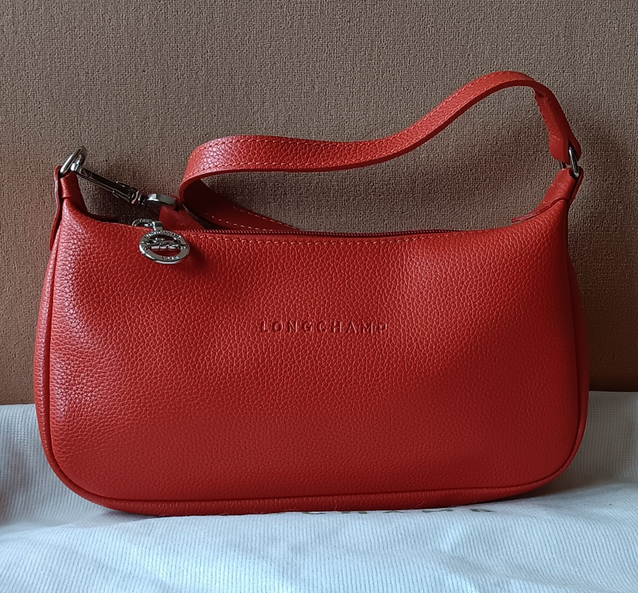 Vintage Longchamp Le Pliage Cuir Small Burnt Orange Leather Bag