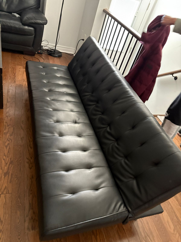 Black Faux Leather Futon Sofa Bed - photo 2