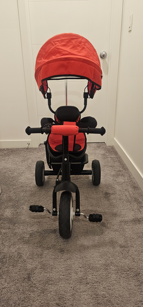 Kids' Red and Black Tricycle with Canopy - photo 2