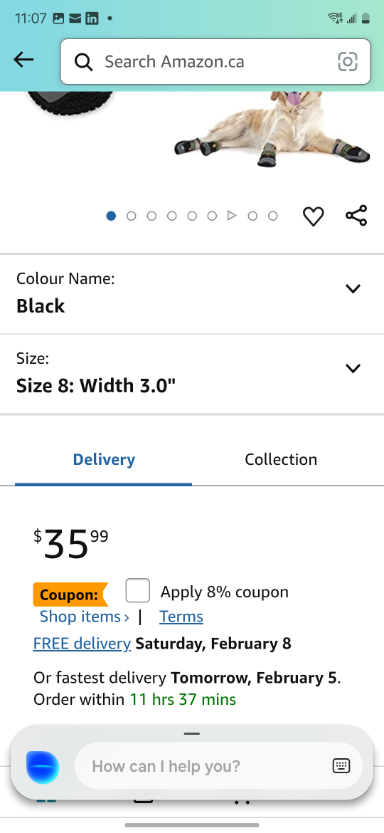 Dog Boots Size 8 - Black - Set of Four - photo 2
