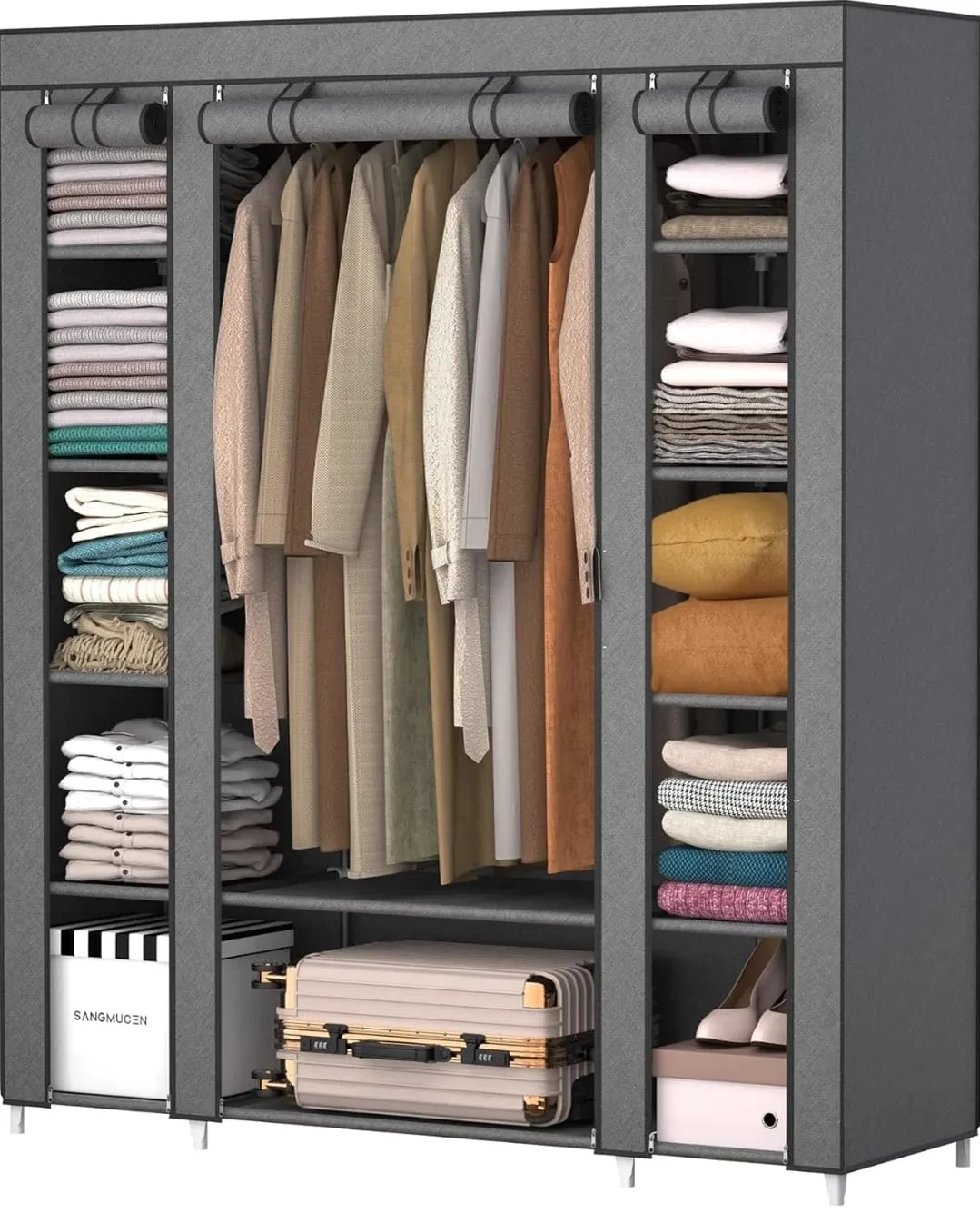 Sangmucen 59" Wide Portable Wardrobe Closet Organiser image indicator(7)