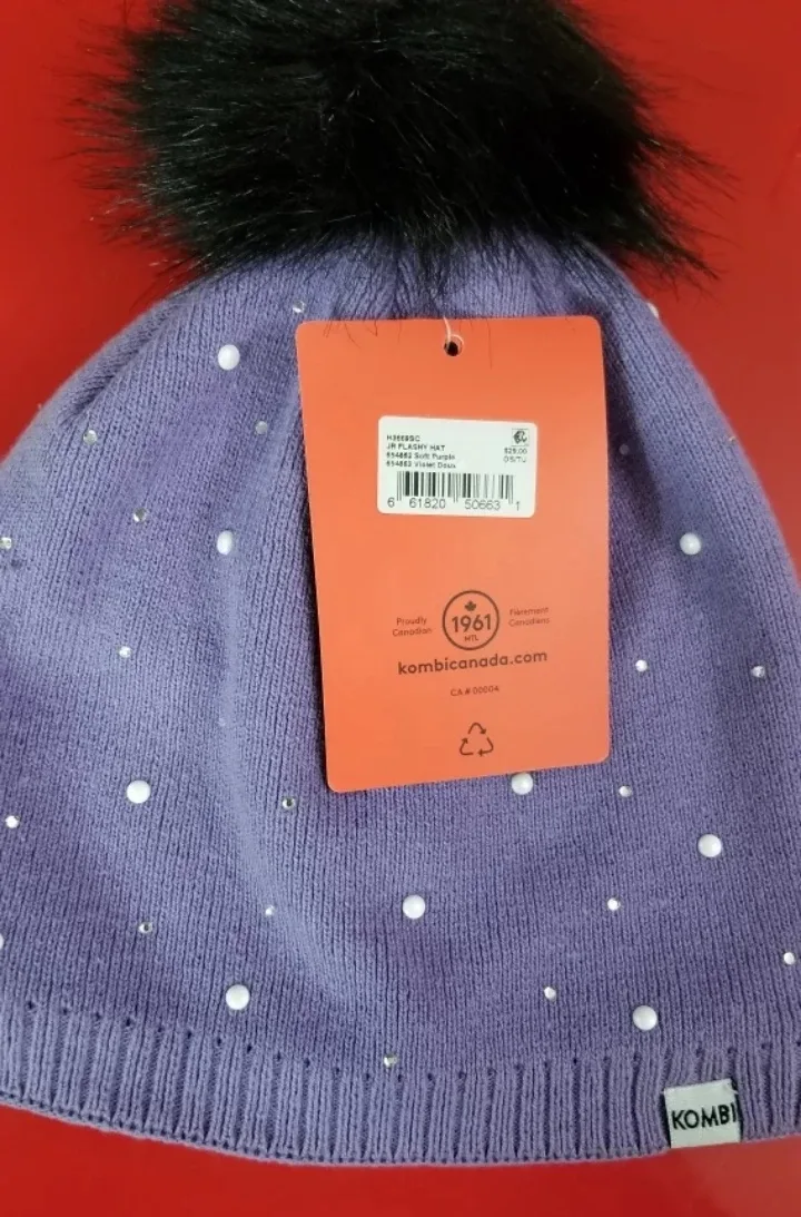 Girls' Kombi Carter's Purple Knit Beanie with Pom Pom image indicator(4)