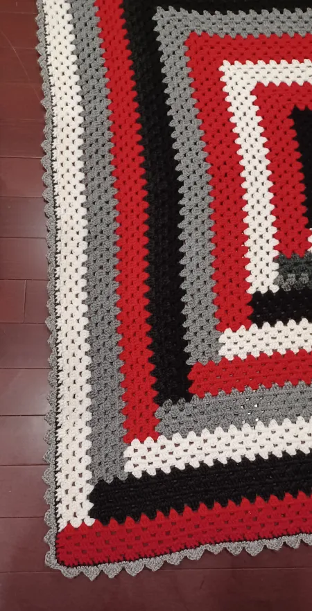 Handmade Granny Square Crochet Throw Blanket image indicator(4)