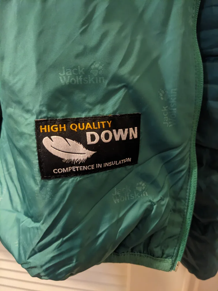 🏈 Jack Wolfskin teal down-filled hooded jacket, size 42/44 image indicator(4)