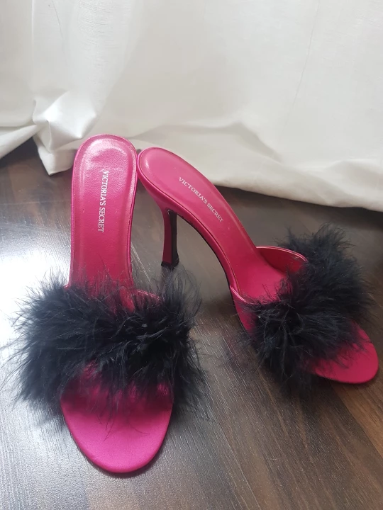 Victoria's Secret Pink Satin Feather Slippers
