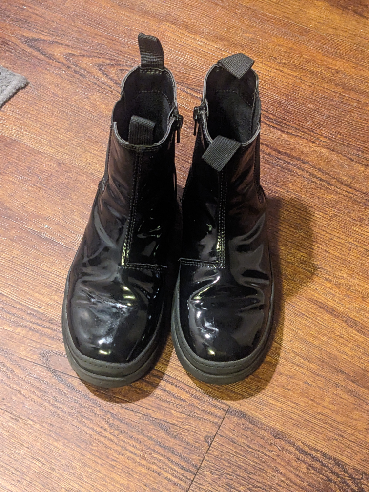 Black Patent Leather Chelsea Boots
