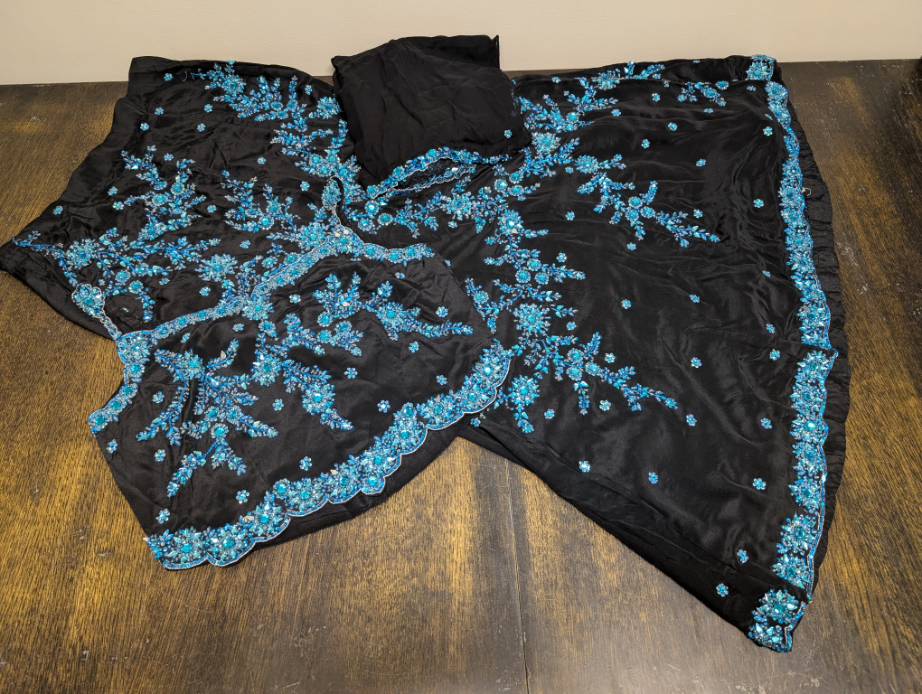 Stunning Black & Teal Beaded Lehenga Choli
