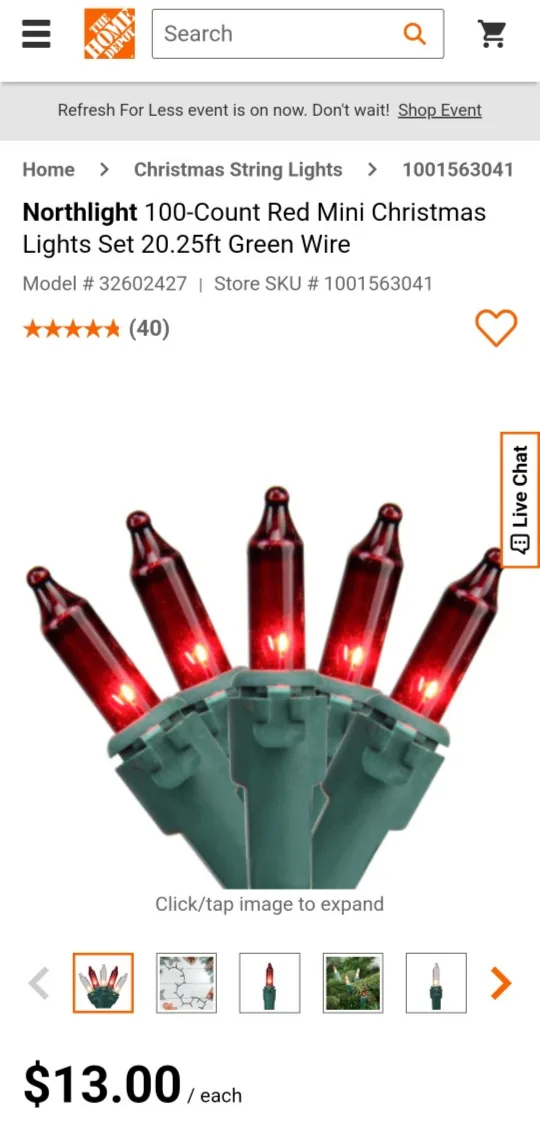 Northlight 100-Count Red Mini Christmas Lights 20.25ft Wire image indicator(5)