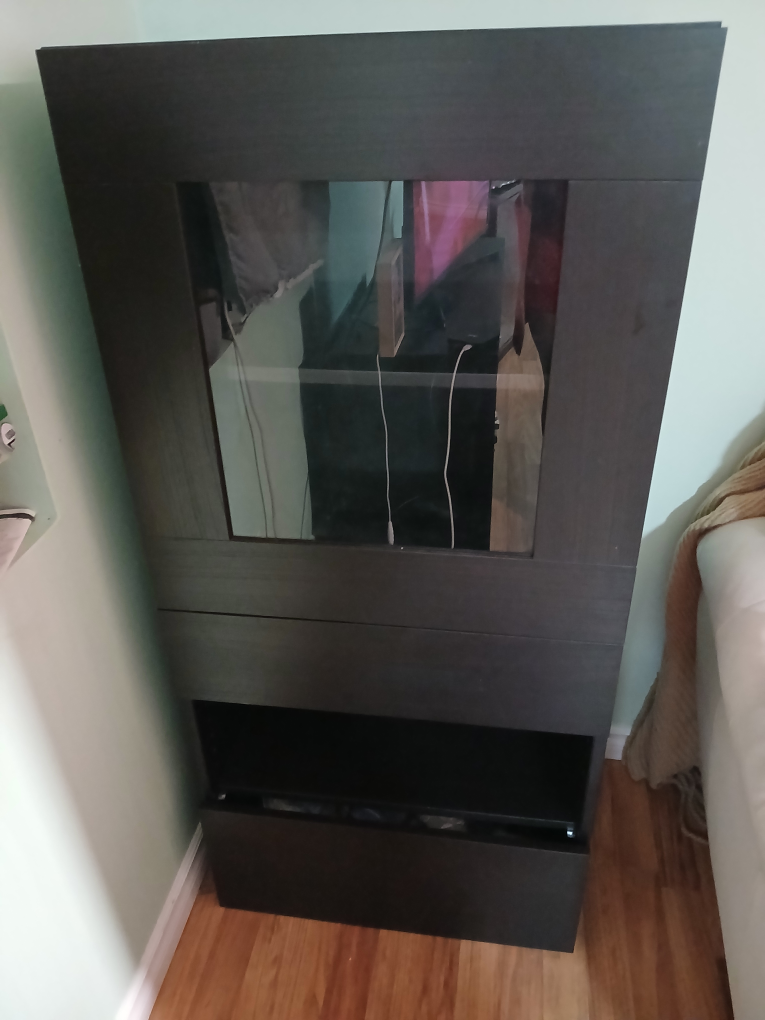 IKEA Black-Brown Display Cabinet with Glass Door