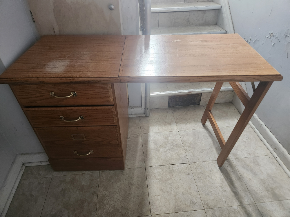 Oak Drop-Leaf Desk with Three Drawers - photo 3