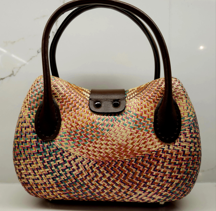 Hand Woven Handbag with Faux Leather Accents - photo 4