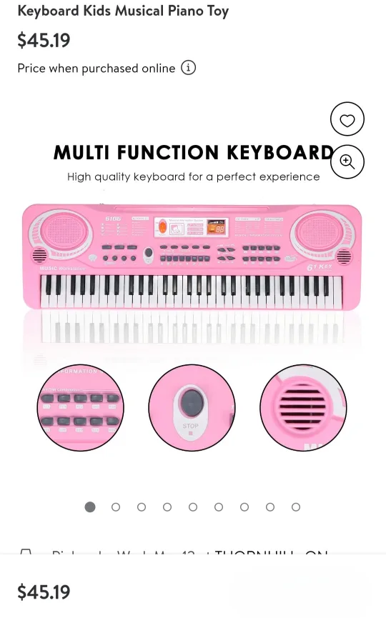 Pink 61-Key Electronic Keyboard Piano for Kids image indicator(2)