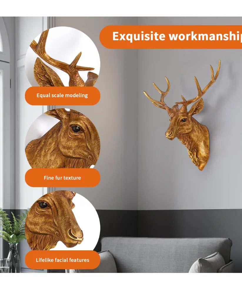 Gold Deer Head Wall Decor image indicator(2)