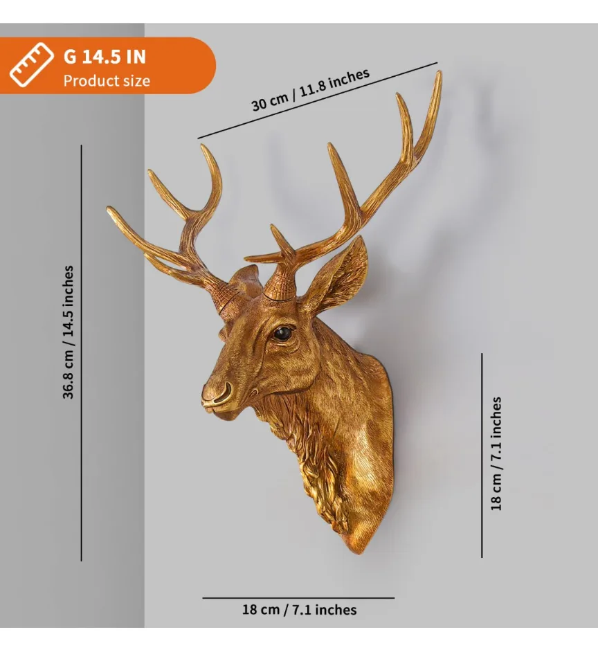 Gold Deer Head Wall Decor image indicator(5)