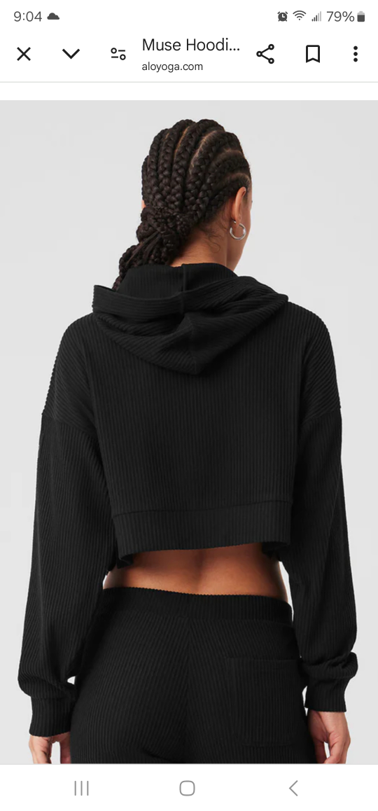 Alo Yoga Muse Ribbed Hoodie - Black - Size Small - photo 3