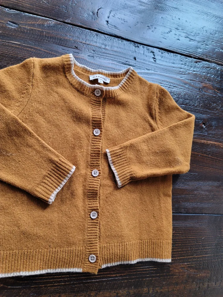 Caramel Kids Mustard Yellow Cardigan Size 4 image indicator(2)