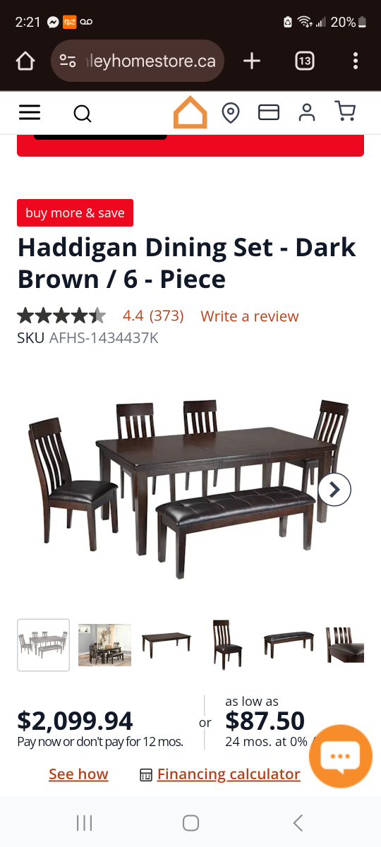Ashley Brand  - 6-Piece Hadddigan Dining Set